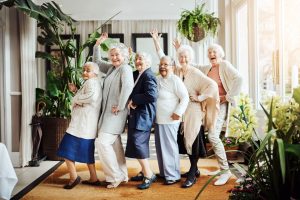 Portrait of a group of happy senior women having fun together.