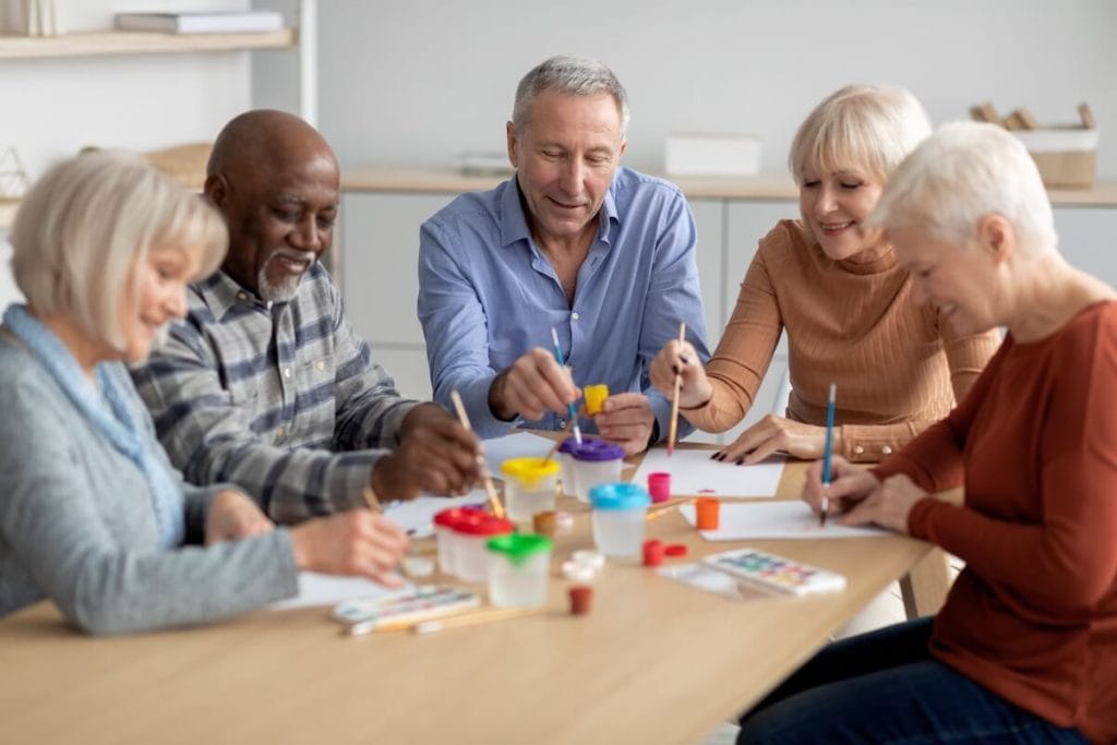 Group of seniors at an art class.